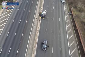 Footage captures the moment a "selfish" driver sped the wrong way down the M25 in a stolen van-- killing two people. 