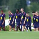 England players head out for training