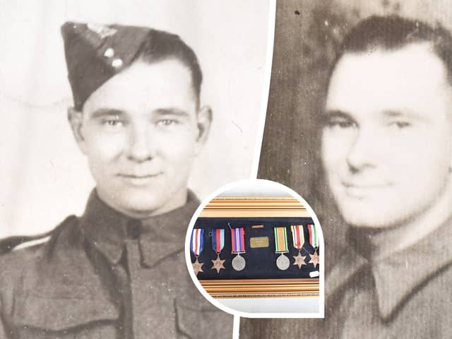 Corporal Kenneth Bateman and inset, the medals that will be auctioned