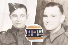 Corporal Kenneth Bateman and inset, the medals that will be auctioned