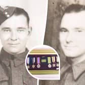Corporal Kenneth Bateman and inset, the medals that will be auctioned