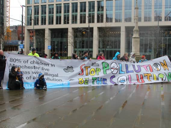 Manchester Friends of the Earth protesting about air pollution levels