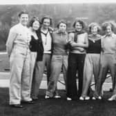 Top sportswomen of their day. Dick Kerr Ladies players with players from top Belgium and French teams in Preston. Credit: Lizzy Ashcroft Collection/National Football Museum