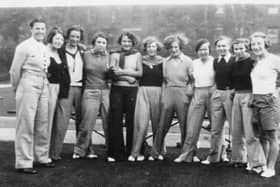 Top sportswomen of their day. Dick Kerr Ladies players with players from top Belgium and French teams in Preston. Credit: Lizzy Ashcroft Collection/National Football Museum