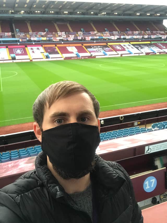 Michael pictured at an empty Villa Park after a game against Manchester United.