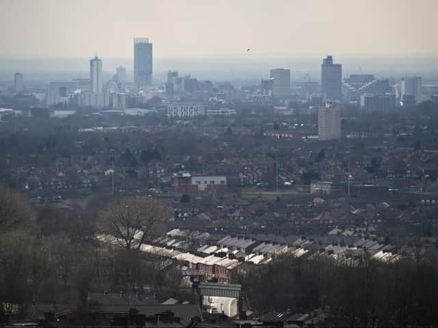 Manchester city skyline. (Photo credit should read OLI SCARFF/AFP via Getty Images)