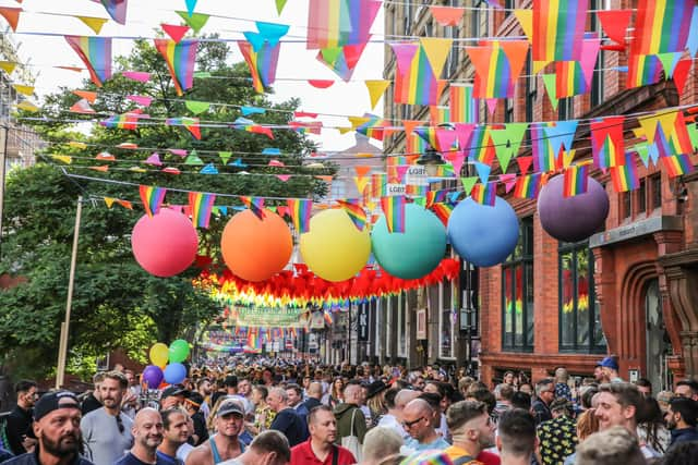 Canal Street in Manchester during the Pride festival.