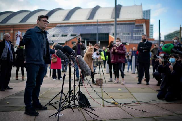 Greater Manchester Mayor Andy Burnham will address the cladding and building safety event on Sunday. Photo: Christopher Furlong/Getty Images 