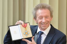 Denis Law with his Commander of the Order of the British Empire (CBE) medal that was presented to him by the Duke of Cambridge during an Investiture ceremony at Buckingham Palace on March 11, 2016 Credit: getty