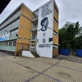 The new mural of Marcus Rashford on the side of the admin block of Highgate Wood Secondary School, in Crouch End. Credit: Highgate Wood Secondary School,