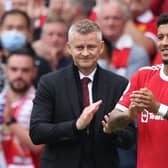 Ole Gunnar Solskjaer and Jadon Sancho. Credit: Getty.