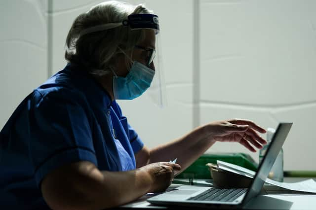 A nurse at a Covid vaccine centre