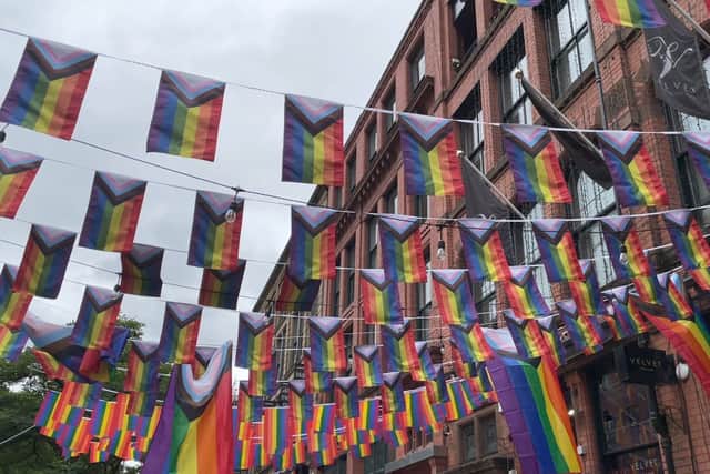 Rainbow flags out for Manchester Pride. Photo: Jessica Hay