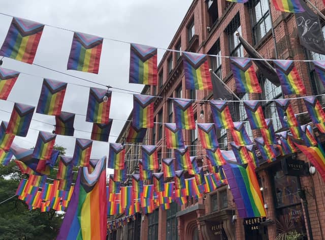 Rainbow flags out for Manchester Pride. Photo: Jessica Hay