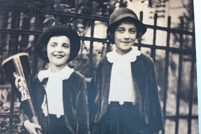 Sonja’s first day at school in Berlin, with Gisela stood next to her