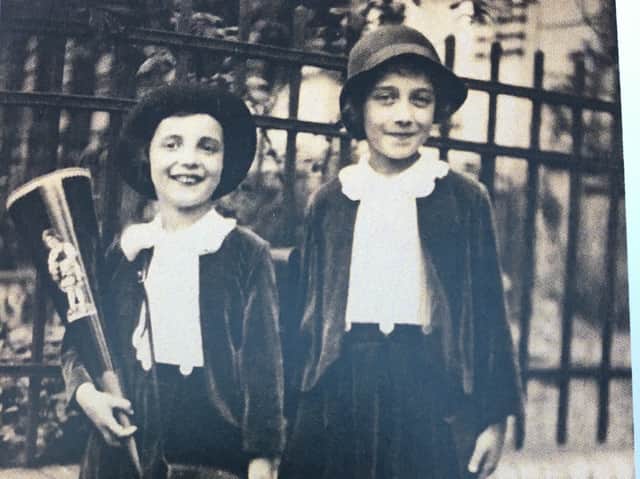 Sonja’s first day at school in Berlin, with Gisela stood next to her