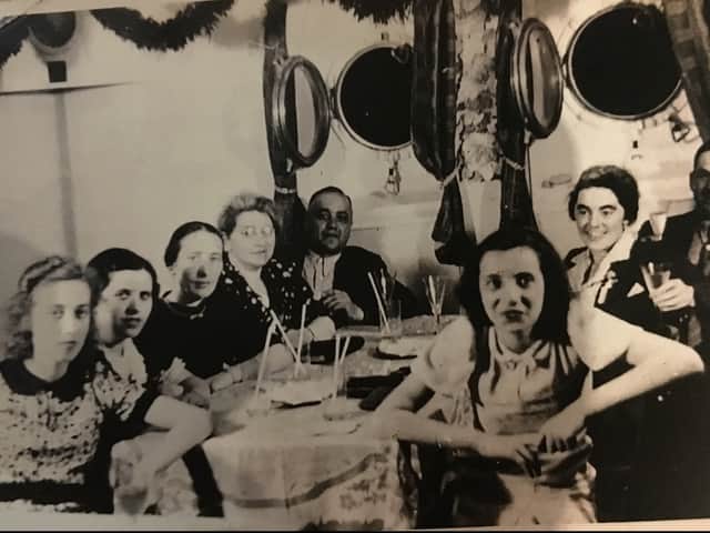 Gisela Feldman (far left front) and Sonja Sternberg (far right front) on the St Louis
