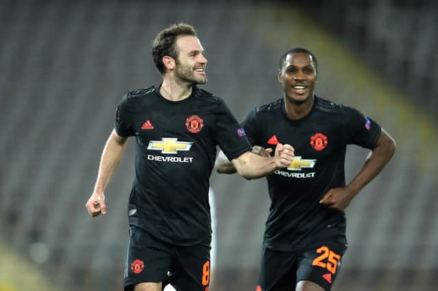 Odion Ighalo with Juan Mata, March 2020 Credit: Getty Images