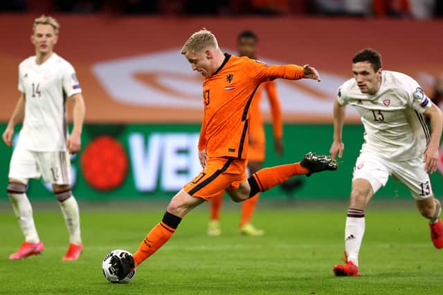 Despite not much playing much at club level, Van de Beek has retained his place in the Netherlands squad. Credit: Getty.