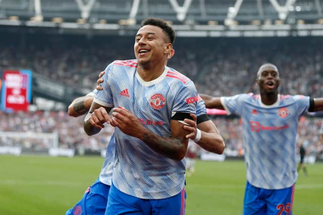Lingard celebrates scoring the winner at the London Stadium. Credit: Getty.