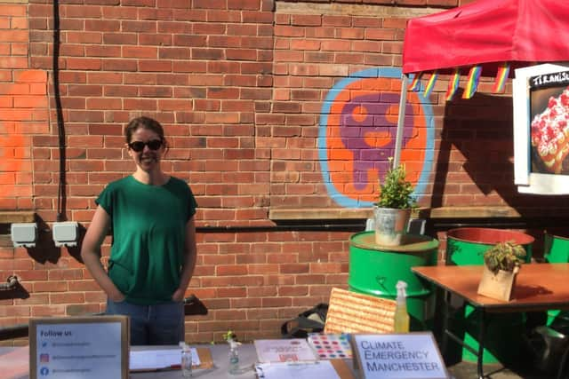 Climate Emergency Manchester raising awareness at Grub