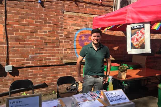 Climate Emergency Manchester raising awareness at Grub