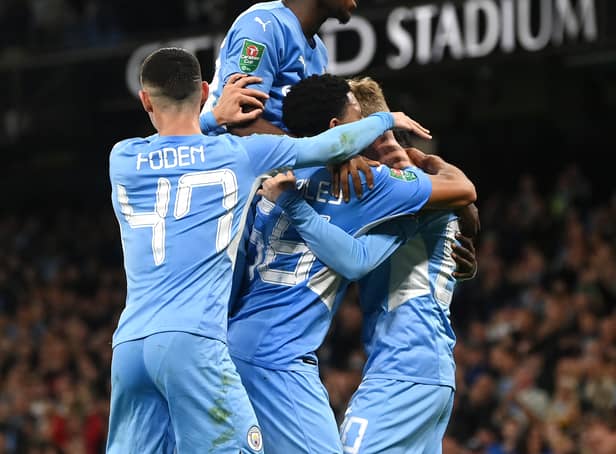 Manchester City celebrating their win over Wycombe Wanderers. They will hope to win the EFL competition for a fifth time.