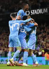 Manchester City celebrating their win over Wycombe Wanderers. They will hope to win the EFL competition for a fifth time.