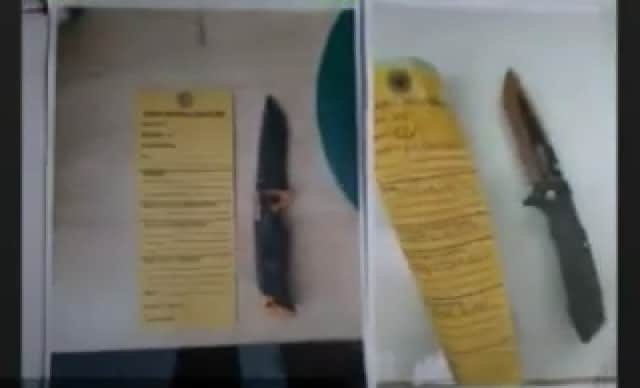 Two of the knives seized by officers at History nightclub, Deansgate, Manchester  Credit: GMP