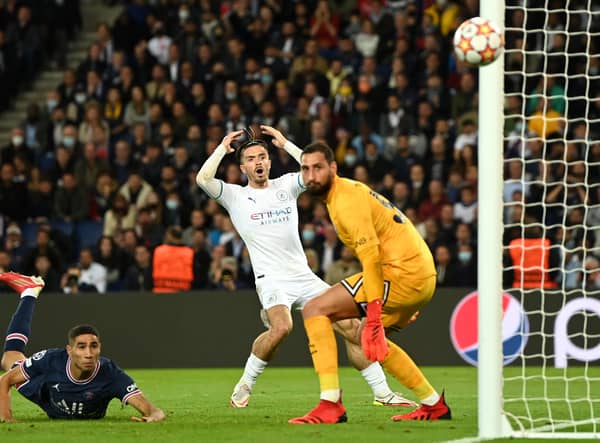 Jack Grealish misses a chance for Man City. Credit: Getty.