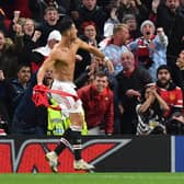 Ronaldo scores for United. Credit: Getty.