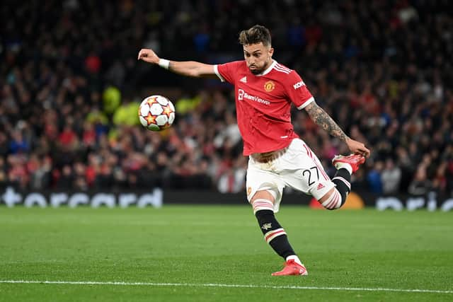 Alex Telles scores for United. Credit: Getty.