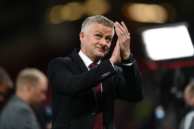 Ole Gunnar Solskjaer claps the Old Trafford crowd. Credit: Getty.