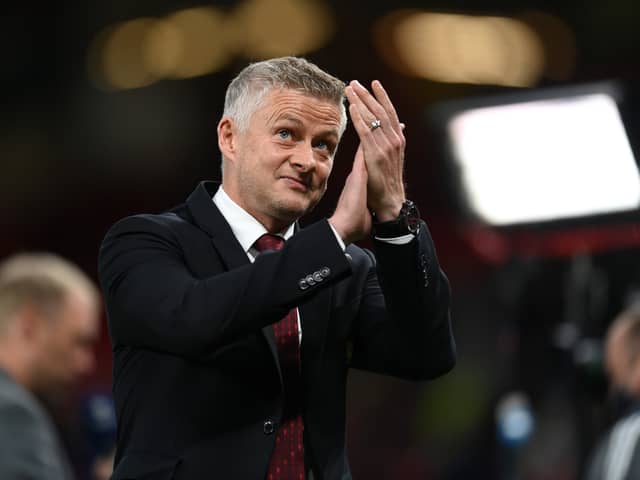 Ole Gunnar Solskjaer claps the Old Trafford crowd. Credit: Getty.