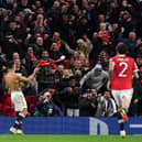 Cristiano Ronaldo celebrates scoring for United against Villarreal. Credit: Getty.