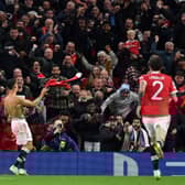 Cristiano Ronaldo celebrates scoring for United against Villarreal. Credit: Getty.