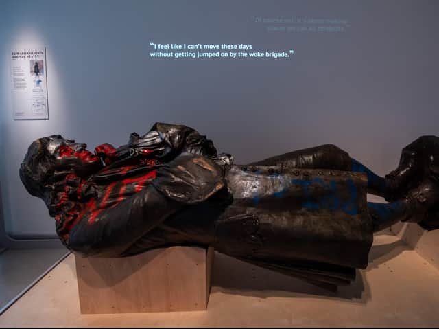 The toppled statue of Edward Colston in a Bristol museum. Photo by Polly Thomas/Getty Images