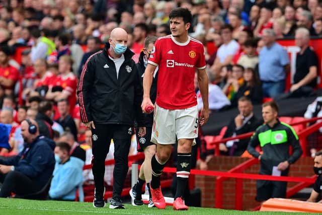 Harry Maguire remains sidelined for United. Credit: Getty.