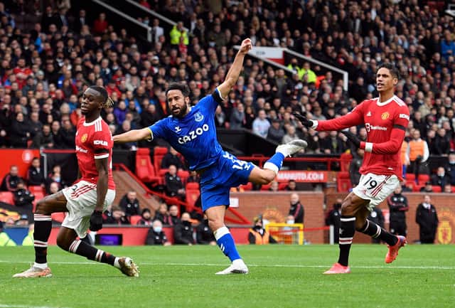 <p>Andros Townsend scores for Everton. Credit: Getty.</p>