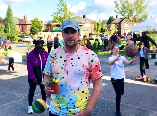 Burrows Avenue resident Mike Lever along with others taking part in the open streets trial aiming to reduce car use locally