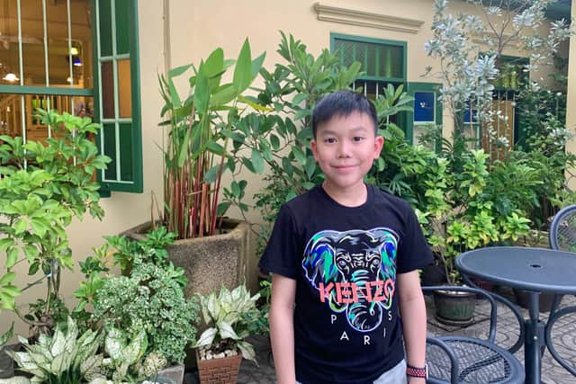 Bally Songthaveephol, nine, who won a national competition about sustainable cities