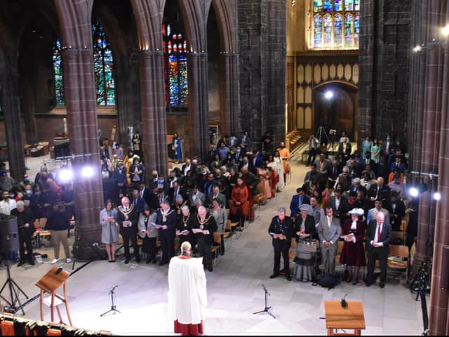 The memorial service for the anniversary of Mahatma Gandhi’s birth in Manchester Cathedral