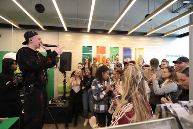 <p>Rapper Aitch at Manchester Piccadilly Subway  Photo: Taylor Herring</p>