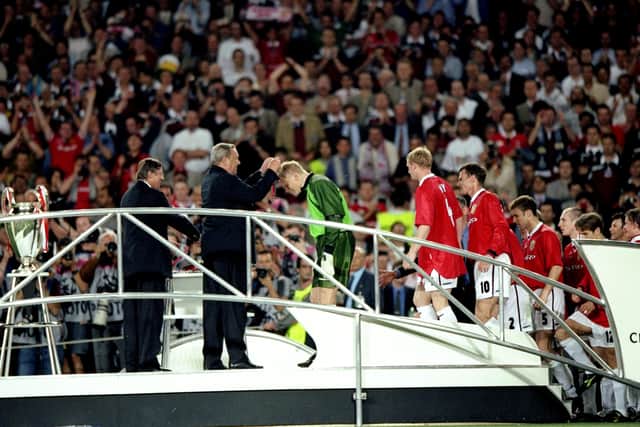 Schmeichel played his last game for United in the 1999 Champions League final. Credit: Getty.