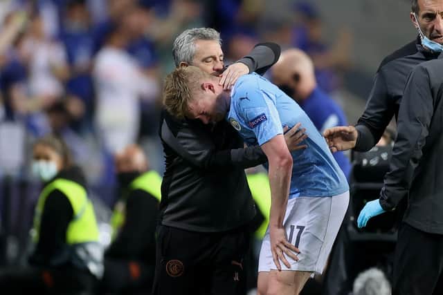 De Bruyne’s early exit in the Champions League final ended up being costly. (Photo by Carl Recine - Pool/Getty Images)