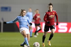 Manchester City and United do battle in the Women’s Super League once again. (Photo by Naomi Baker/Getty Images)