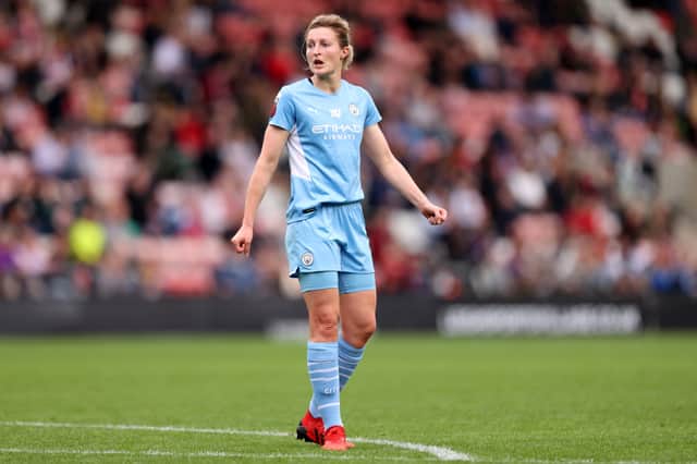 Ellen White is Manchester City’s representative in the Women’s Ballon d’Or. (Photo by Naomi Baker/Getty Images)