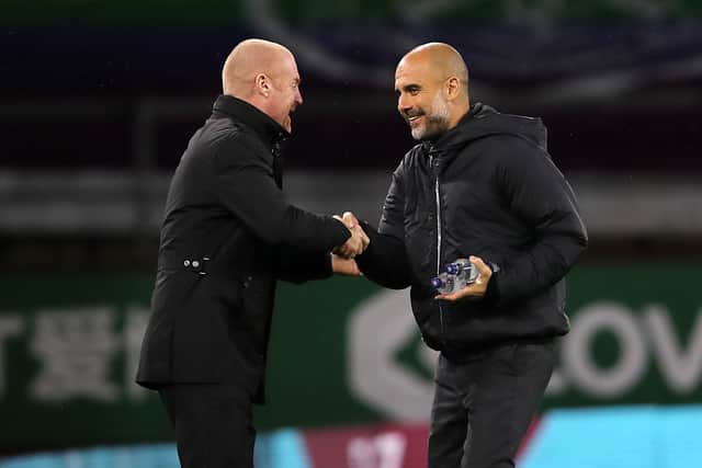 Guardiola has enjoyed his meetings with Dyche. Credit: Getty.