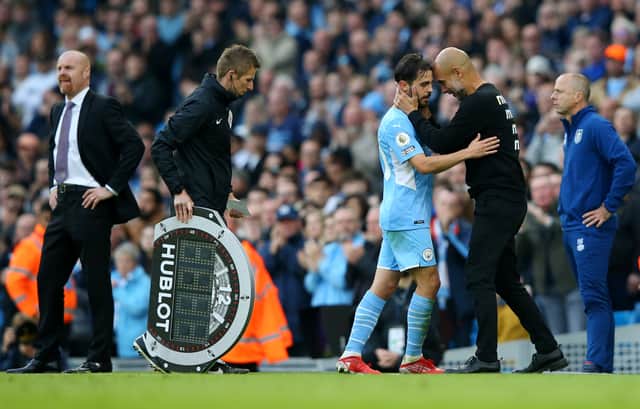 <p>Silva is replaced late on against Burnley. Credit: Getty.</p>