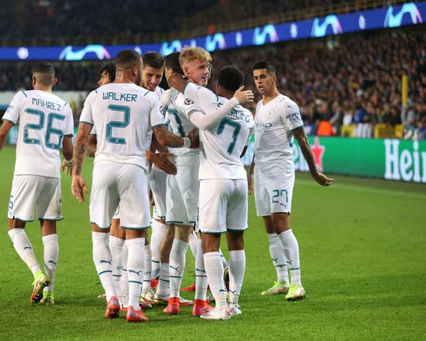 Manchester City celebrate Cole Palmer’s goal. Credit: Getty.